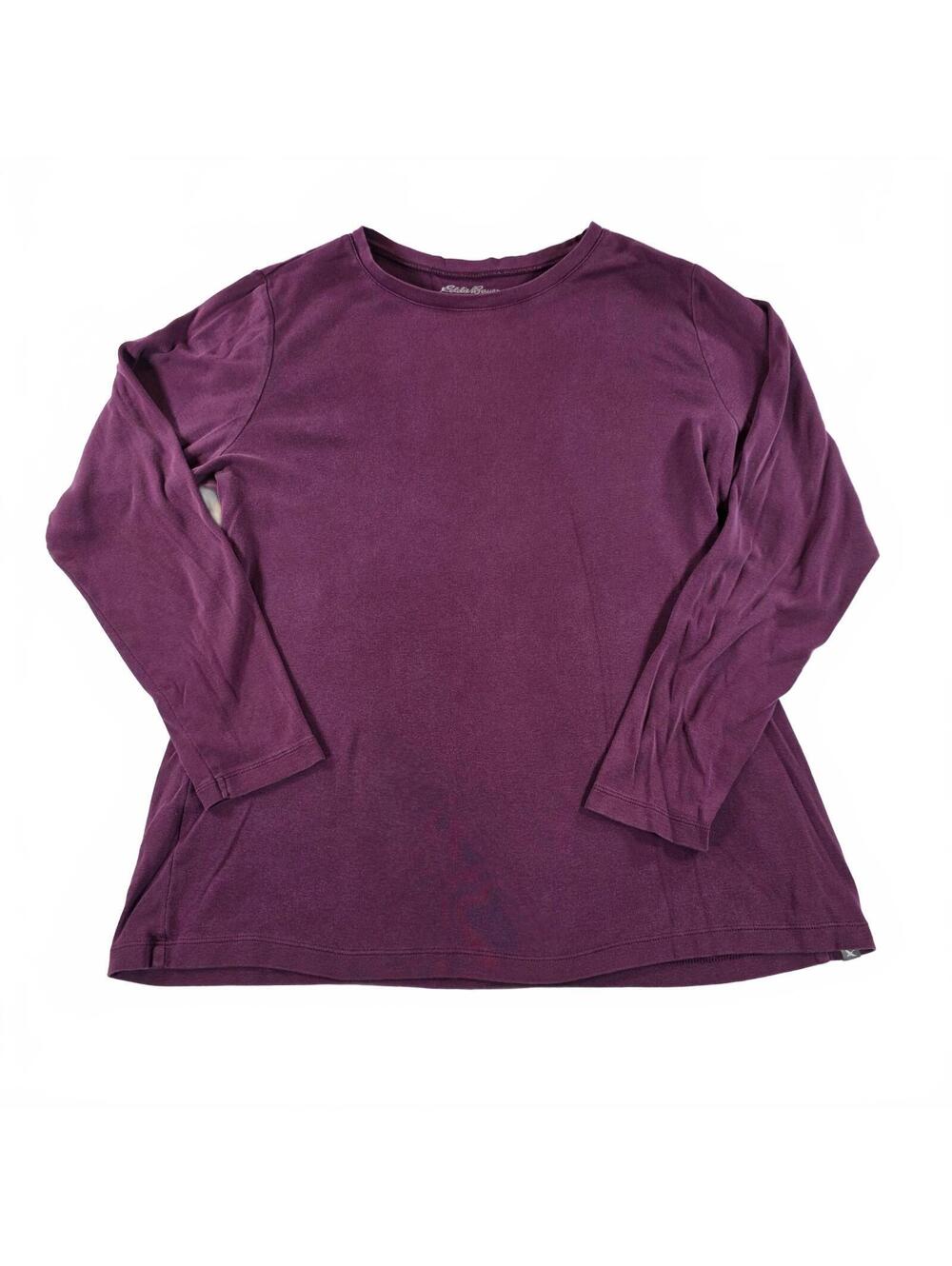 Eddie Bauer Women's Long Sleeve T-Shirt 2XL Purple Cotton Casual Comfortable